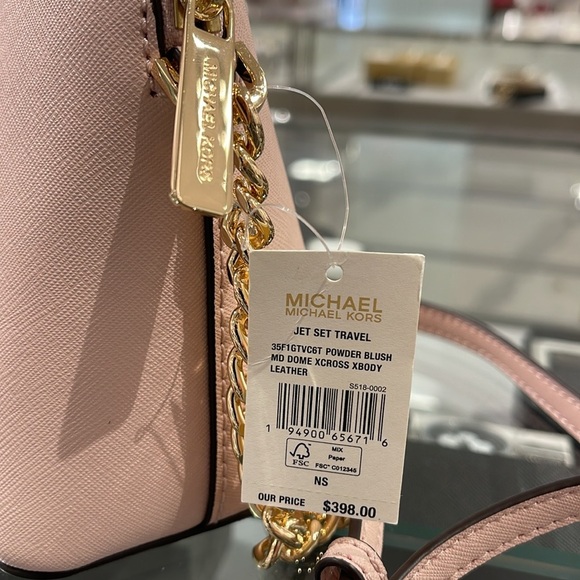 MICHAEL KORS 
Jet Set Travel Medium Dome Crossbody Bag XCROSS XBODY
Powder Blash - Picture 14 of 16